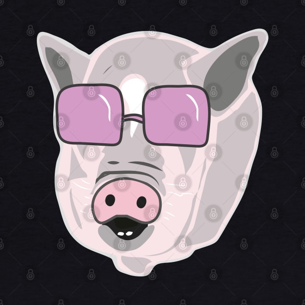 Cool Potbelly Pig Wearing Sunglasses by FruitflyPie